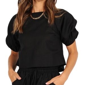 PETAL & PUP LINEN BLEND CROP TOP KEYHOLE BACK SZ 8